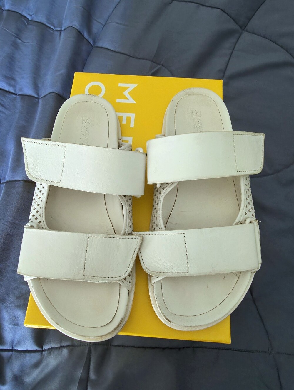 Mercedes Castillo Celynne Leather Two Strap Cream Sandle Womens Size 8